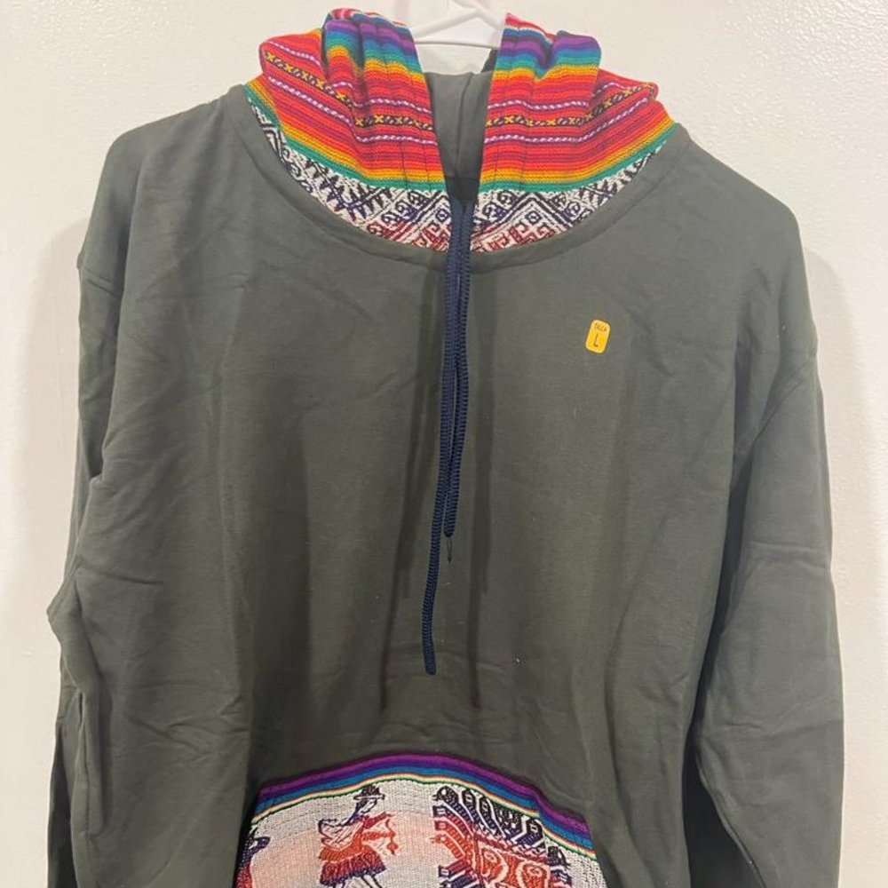 Peruvian Surf Hoodie men's unisex size Large, color gray - Picture 3 of 8